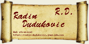 Radin Duduković vizit kartica